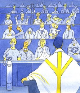 Lorsque le prêtre regarde sa congrégation, se préparant à prêcher et à enseigner à la messe, il doit se rappeler combien ils sont dans le besoin, 2001 - Elizabeth Wang