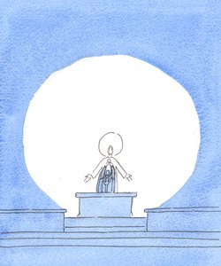 Le Christ est réellement présent à la Consécration, ici devant nous dans la gloire : la même gloire divine qu
