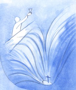 Le Christ a parlé avec grand courage à ses apôtres, tenant la coupe de son Sang, et voyant déjà sa 