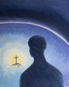 Dieu le Père regarde avec amour et admiration alors que le Christ souffrait volontairement pour accomplir Son plan de sauver les pécheurs - Elizabeth Wang