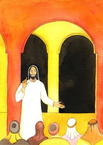 Jésus prêchait dans le Temple, disant la vérité, et en colère certains qui ont alors comploté pour lui faire du mal - Elizabeth Wang