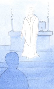 Jésus était présent parmi nous à la messe, vêtu comme un prêtre, se tournant vers nous pour nous conduire dans la prière