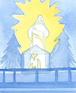 Notre Sainte Dame se tenait dans la Chapelle de la Dame, dans la gloire, montrant comment elle partage notre joie lors de la fête de la Naissance de son fils, Notre Seigneur - Elizabeth Wang