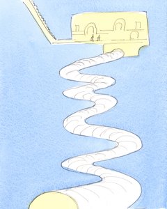 Ceux qui sont sauvés, à la mort, mais ayant besoin de purification, sont comme des personnes qui voyagent longtemps sous terre vers une vaste zone lumineuse, avec des salles d