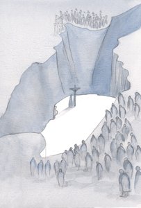 Quel gouffre se trouve devant nous à la Messe, alors que nous faisons partie du seul Sacrifice pour le péché, unis à cette époque passée où le Christ sur la Croix nous a sauvés. - Elizabeth Wang