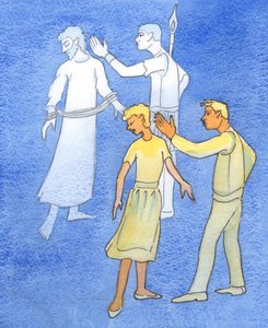 Quiconque maudit, frappe, abandonne ou "détruit" un conjoint maudit le Christ dans sa passion, 2003 (aquarelle sur papier)