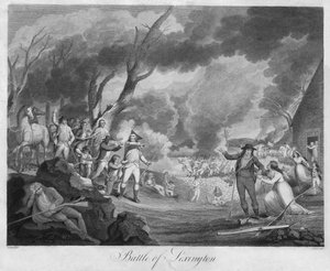 Bataille de Lexington, gravée par Cornelius Tiebout (1768-1835)