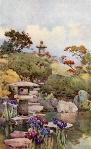 A Tokyo Garden (colour litho)