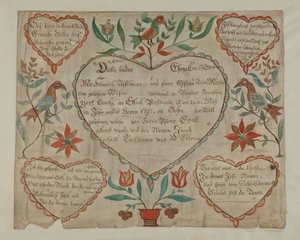 Certificat de naissance et de baptême allemand de Pennsylvanie