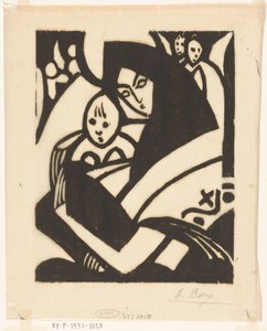 Madonna avec enfant contre la joue