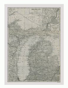 Carte du Michigan, USA, vers 1900 - Emery Walker