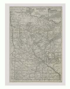 Carte du Minnesota, USA, vers 1900 - Emery Walker