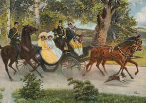 Margaret de Connaught avec Gustaf VI Adolf et le prince Wilhelm de Suède avec sa femme la grande-duchesse Maria Pavlovna de Russie, vers 1914