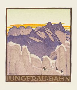 Jungfrau-Bahn, affiche publicitaire pour le chemin de fer de la montagne Jungfrau - Emil Cardinaux