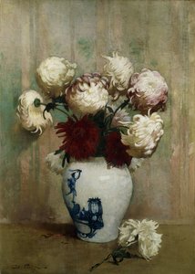 Chrysanthèmes dans un vase oriental