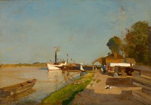 La station de bateau à vapeur sur le Danube en face de Kaisermühlen