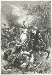 Les Ironsides de Cromwell combattant la cavalerie royaliste pendant la guerre civile anglaise (gravure)