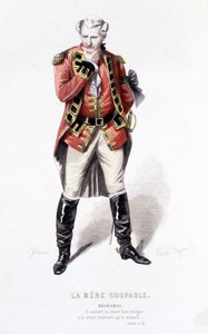 Œuvres complètes de Beaumarchais (1732-1799) par Edouard Fournier. Dessin par Emile Bayard. Ed. Laplace, Sanchez et Cie, Paris 1876. Ceci est Bégearss dans « La Mère coupable »