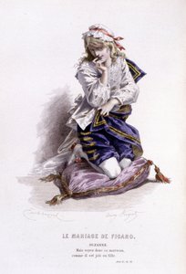 Œuvre complet de Beaumarchais (1732-1799) par Édouard Fournier. dessin par Émile Bayard. Ed. Laplace, Sanchez et Cie, Paris 1876. Ceci est Suzanne dans « Le Mariage de Figaro » - Emile Antoine Bayard