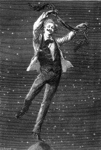 Illustration du roman de Jules Verne « Autour de la Lune », dessin par Emile Bayard, édition Hetzel/Voyages extraordinaires 1870