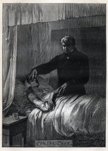 Jean Valjean ferme les yeux de Fantine morte - Illustration par Émile Bayard (1837-1891) pour "Les Misérables - Première Partie : Fantine" par Victor Hugo (1802-1885) 1862 - Emile Antoine Bayard