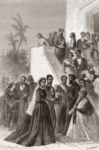 Kamehameha V, au centre, avec sa famille, illustration de 