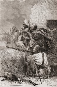 Rébellion des Afghans du Nord contre les Britanniques dans les montagnes de Hazara, Pakistan, pendant la domination britannique, 1878 - Emile Antoine Bayard