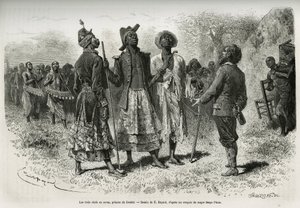 Les trois conducteurs (ou sovas), princes de Dombe (Angola), et leur suite de musiciens et courtisans, venant à la rencontre de l