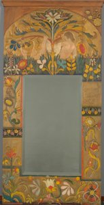 Cadre de miroir décoré de plantes, fleurs et deux figures féminines