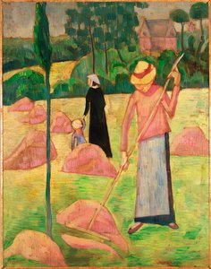 Femme au râteau ... (huile sur toile) - Emile Bernard