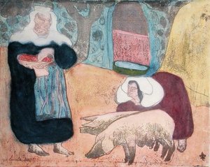 Femmes avec des cochons