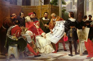Le pape Jules II ordonnant à Bramante, Michel-Ange et Raphaël de construire le Vatican et Saint-Pierre, 1827 (détail)