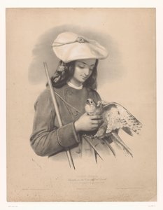 Berger des Pyrénées avec un faucon dans ses mains - Emile Lassalle