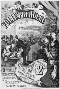 Affiche publicitaire pour les Folies Bergère, rue Richer, Paris, 1875