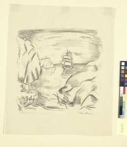 Une baie avec un voilier et des femmes se baignant - Emile Othon Friesz