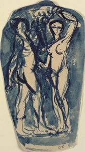 Deux figures debout, nues (Adam et Ève ?)
