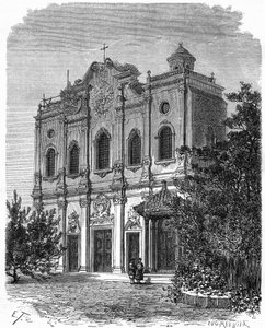 Vue de la façade de la cathédrale de Nantang