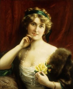 Une Dame Élégante avec une Rose Jaune