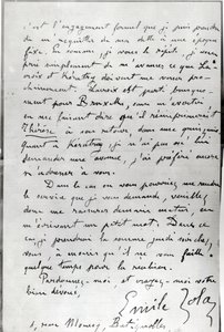 Lettre de Zola à Édouard Manet (1832-83) 1868