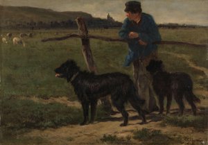 Fermier avec des chiens