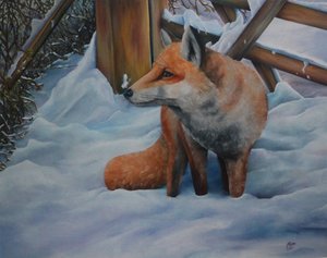 Renard dans la neige, 2021 (huile sur toile)