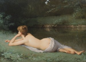 Nu allongé sur une rive