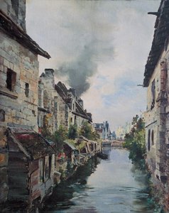 Le canal de Beaulieu, vue du pont sur la route de Loches à Beaulieu, 1891