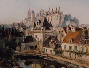 Le château de Loches et la Porte des Cordeliers, vue prise depuis la filature