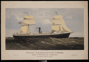 Paquebot Neshannock de Philadelphie. James H Winchester, Commandant. E A Souder & Company, Propriétaires - Endicott Endicott
