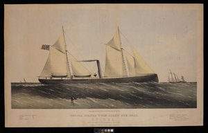 Canonnière à double hélice des États-Unis. Spirea. Construite par Saml H Pouk Fairhaven Conn. 1864... (lithographie, colorée) - Endicott Endicott