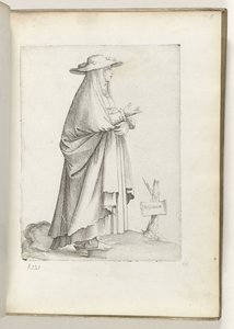 Hispana m(ulier) (Femme à droite, en costume espagnol, vers 1550) (Diversarum gentium nostrae aetatis habitus) - Enea Vico