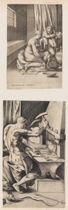 Vénus à sa toilette, et Vulcain travaillant à sa forge, ca. 1546 - Enea Vico