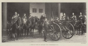 Une troupe du 10e hussards avec un canon Nordenfeldt - English Photographer