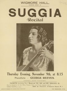 Annonce pour un récital de Suggia au Wigmore Hall